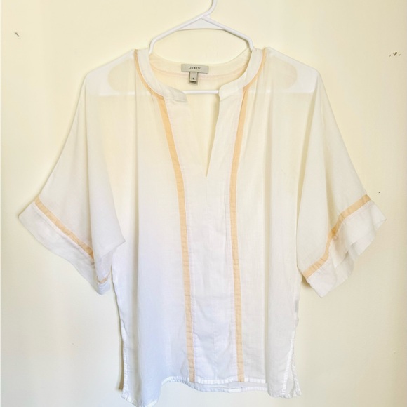 J. Crew Tops - J. Crew Women’s Ivory Top with Pale Tan Accent Stripes, Size 0